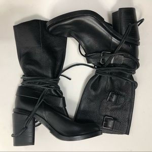 Vince Camuto Black Leather Heel Boots Size 39.5